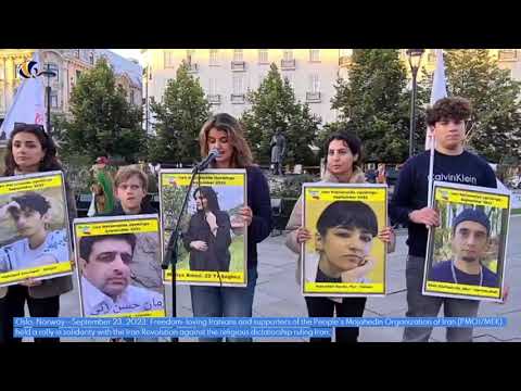 Oslo, Norway—September 23, 2023: ME supporters held a rally in solidarity with the Iran Revolution.