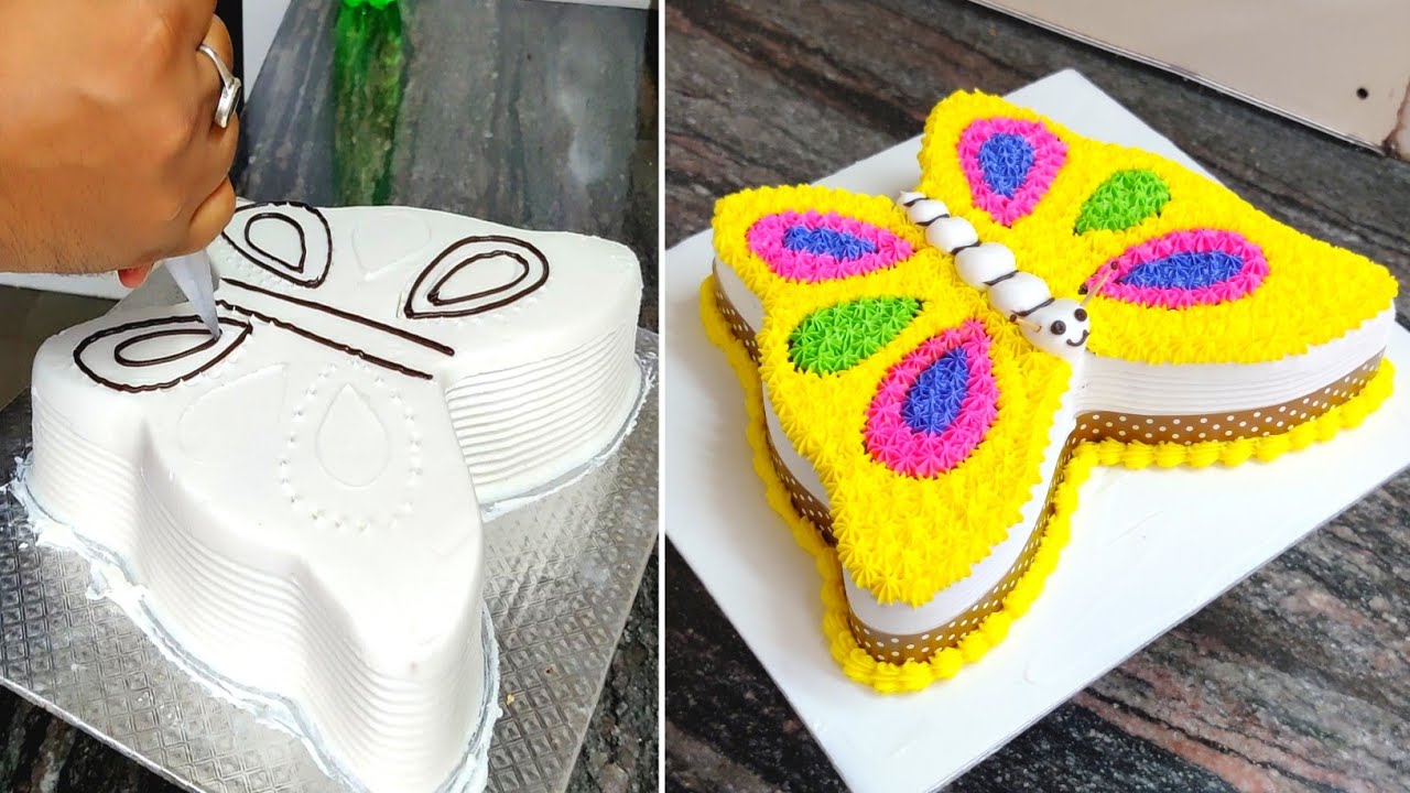 Yellow Butterfly Cake Butterfly Cake Recipe ButterFly Cake Cutting