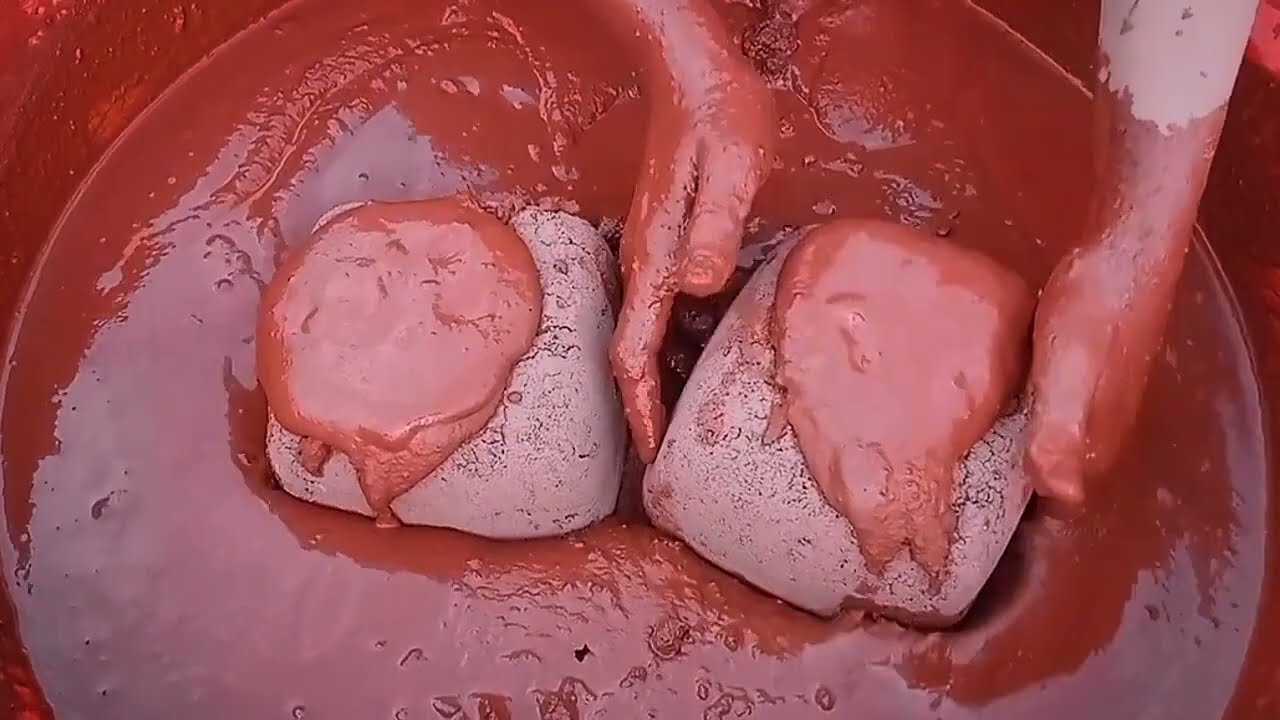 pure red dirt smashing crumbling yummy paste play Full package of satisfaction 👌🎊🎊