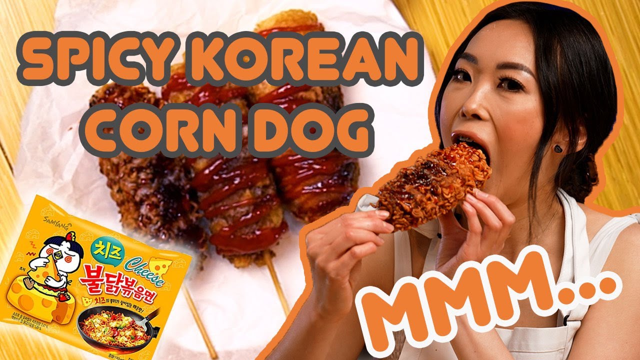 Spicy Korean Cheesy Corn Dog x Buldak Hot Sauce?! YouTube
