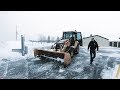 Plowing Heavy, Wet Snow and Backhoe Wheelies