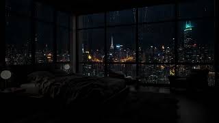 In A Luxury Apartment In The City On A Rainy Night 😴 Rain Falling Outside The Window