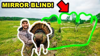 Using a GIANT MIRROR as a TURKEY Hunting BLIND!!! (Catch Clean Cook)