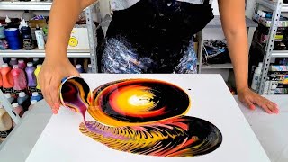 "Sunset at Midnight" - Gorgeous Straight Pour with Thick Acrylic Paints!
