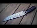 Faca Bowie em aço damasco dente de lobo / Damask Steel Wolf Tooth Bowie Knife