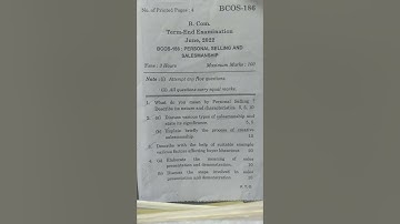 bcom 3rd year question paper of personal selling and salesmanship.