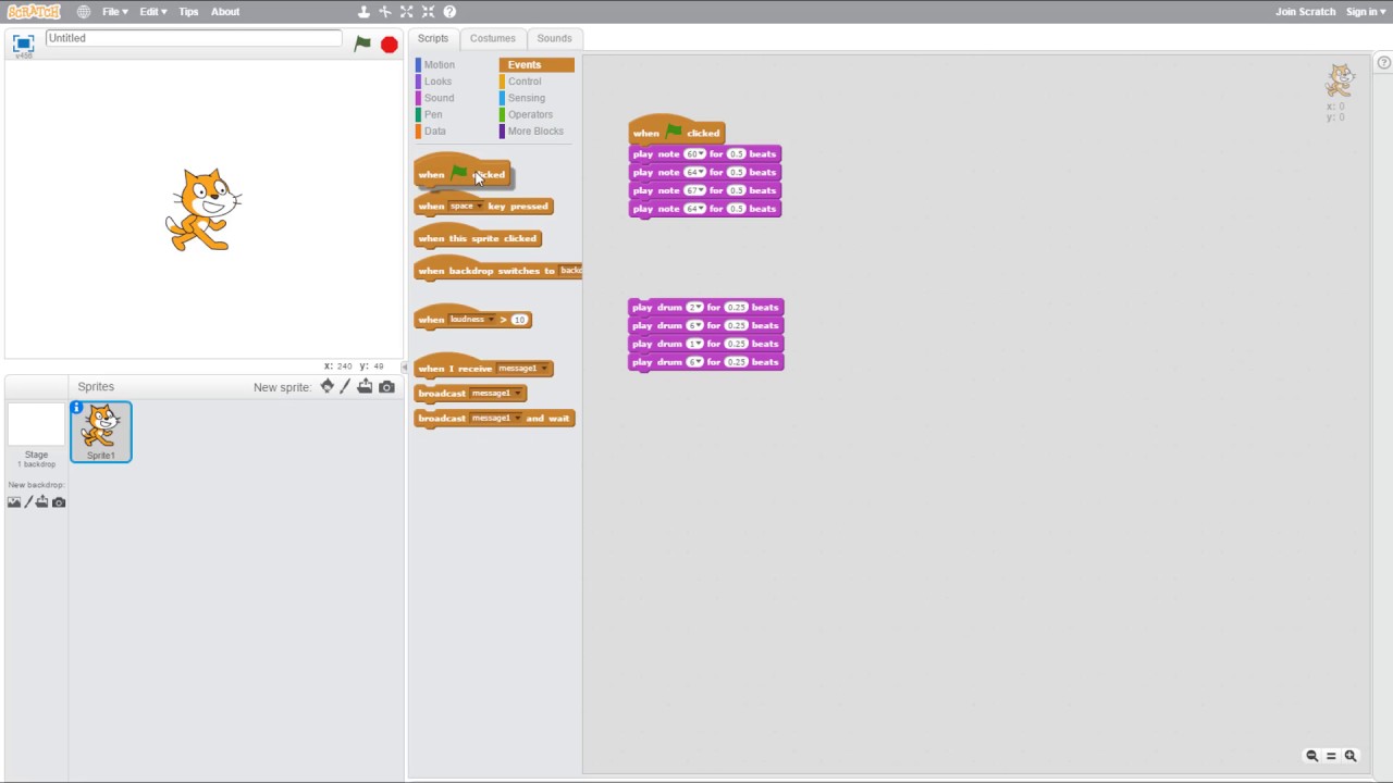 soundExplorations - Introduction to sound blocks in Scratch