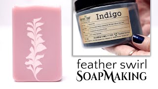 Pink Feather Swirl Soap Making using Indigo Powder