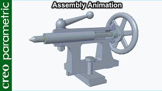 Tailstock assembly mechanism animation in Creo Parametric