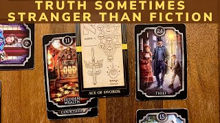 Copycat thief being seen as a crook,  Ace of Swords, truth is out there , 555, fantastical made real