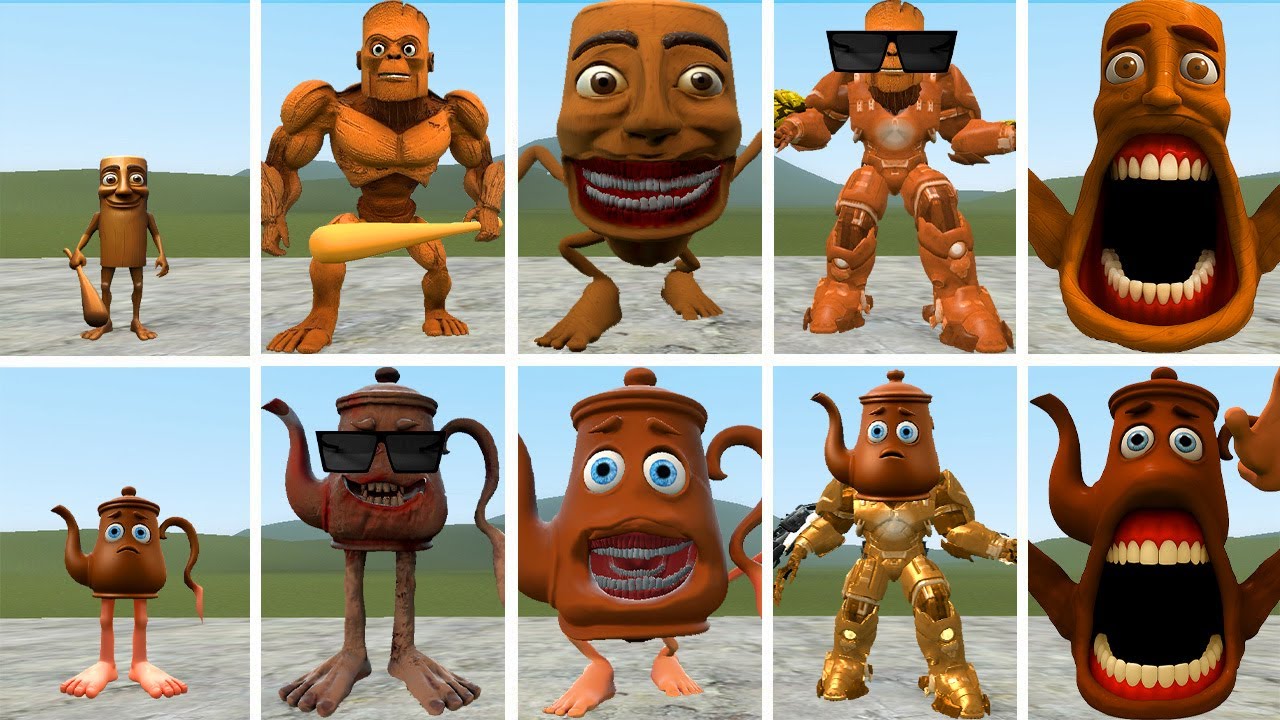 HELLO: ALL THE NEW EVOLUTIONARY FORMS OF THE MONSTER TUNGTUNG SAHUR VS TATATA SAHUR IN GMOD!
