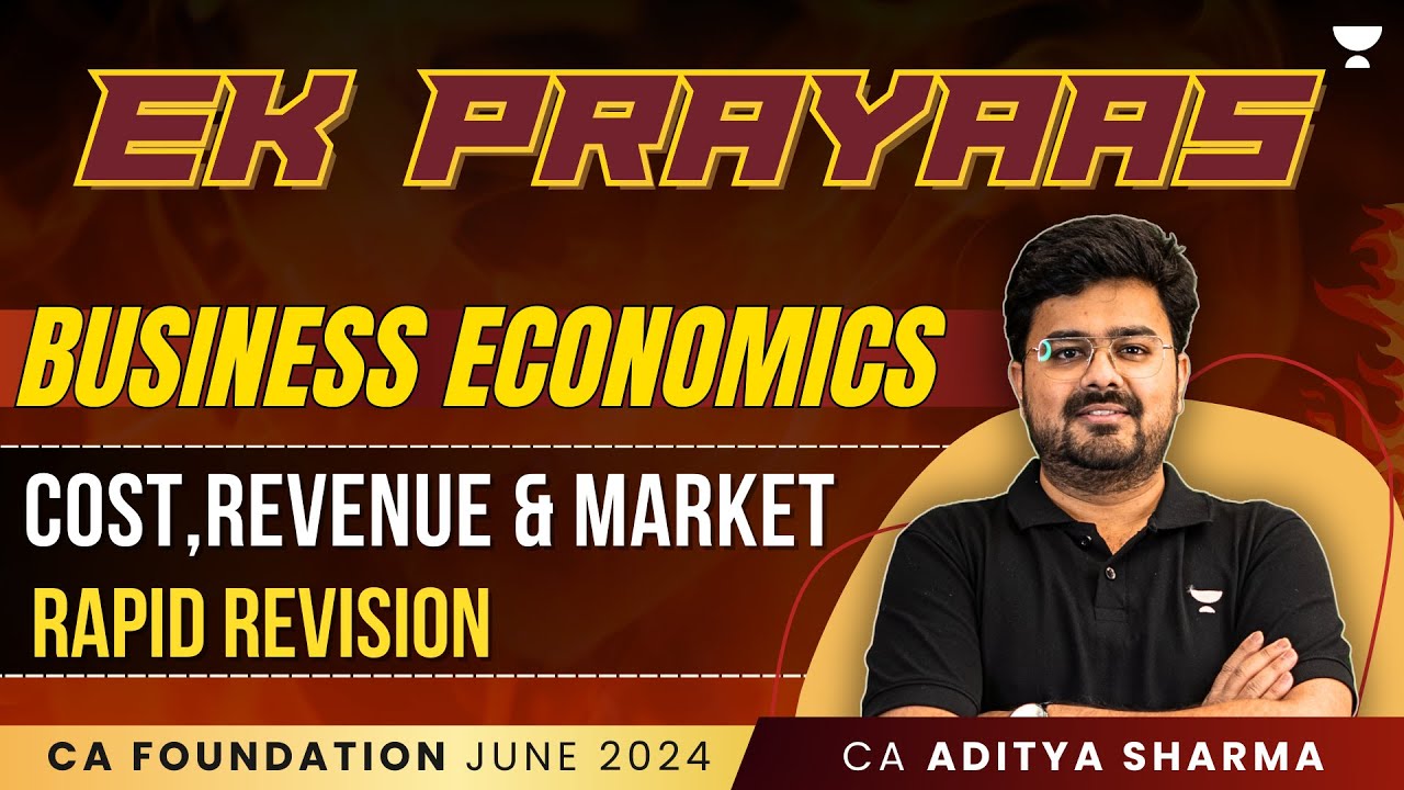 Business Economics | Cost, Revenue & Market | CA Foundation June'24 | Aditya Sharma