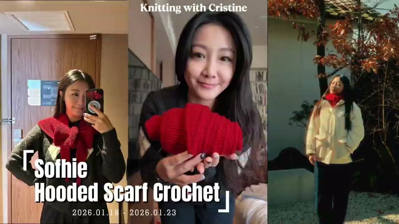 红色苏菲围脖 🧣 飞福冈前5天完成｜慢慢赶工的疗愈时光 Knitting with Cristine