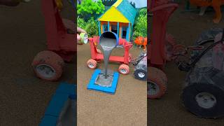 🚜🧱 Mini Tractor Builds a Cement Pillar! Real Working DIY Construction Model #shorts