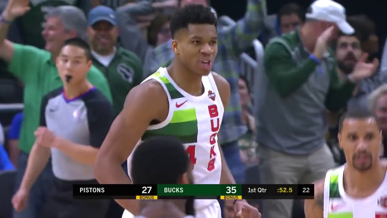 Giannis Antetokounmpo Destroys Jon Leuer With One Handed Poster Dunk