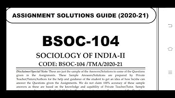 BSOC 104 Ignou Solved Assignment