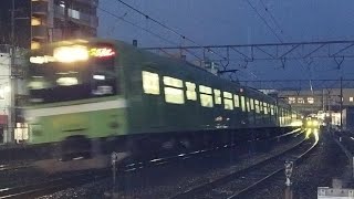 ［雨の中高速通過！快速411K］201系ND612編成　快速　柏原駅高速通過