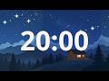 20 Minute Timer 🌌 Cozy Night Cabin &amp; Starry Sky (No Music) Night Ambience