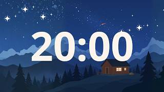 20 Minute Timer 🌌 Cozy Night Cabin & Starry Sky (No Music) Night Ambience