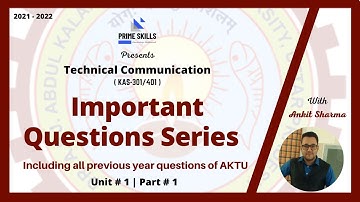 Technical Communication Revision Series: Unit 1 (Part 1)