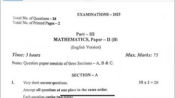 INTER 2nd YEAR MATHS 2B QUESTION PAPER,  IMPORTENT  ALL QUESTIONS 2022-2023