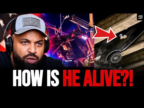 Driver Flips Over Median… Ends Up Hanging 50 Feet Over the Edge