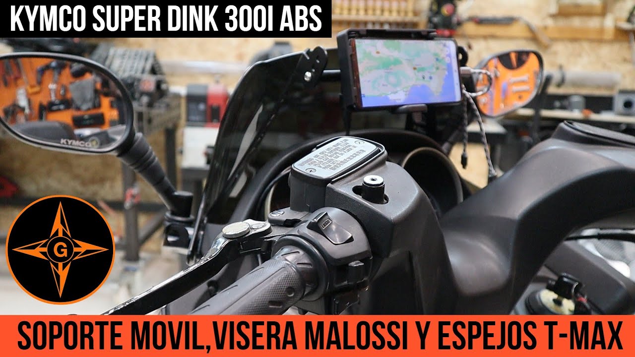 SOPORTE TELEFONO , USB , PANTALLA MALOSSI y ESPEJOS T-MAX  KYMCO SUPER DINK , MAXI SCOOTER  GINESSOT