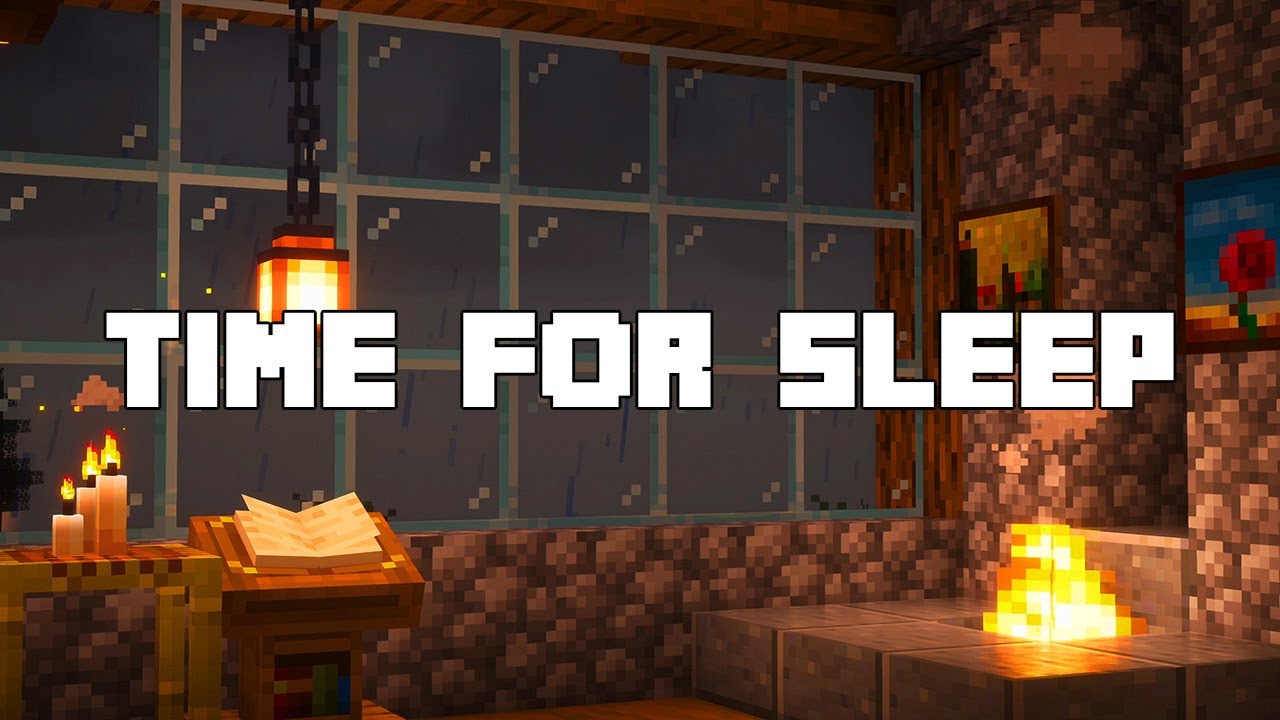 a cozy place to rest… (minecraft music, rain & fire)