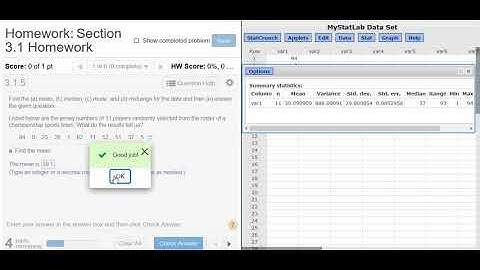 Computing the Mean, Median, Mode, and Midrange using StatCrunch