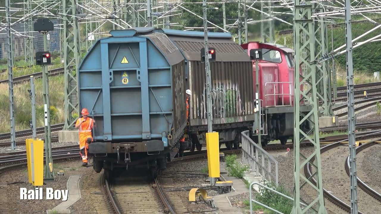 Ablaufberg Rangierbahnhof Halle Saale V90 DB Wagen sortieren Eisenbahn 2025 4k