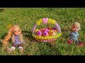 Elsa and Anna toddlers Easter egg hunt