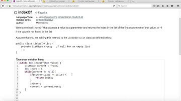 PracticeIt LinkedLists indexOf