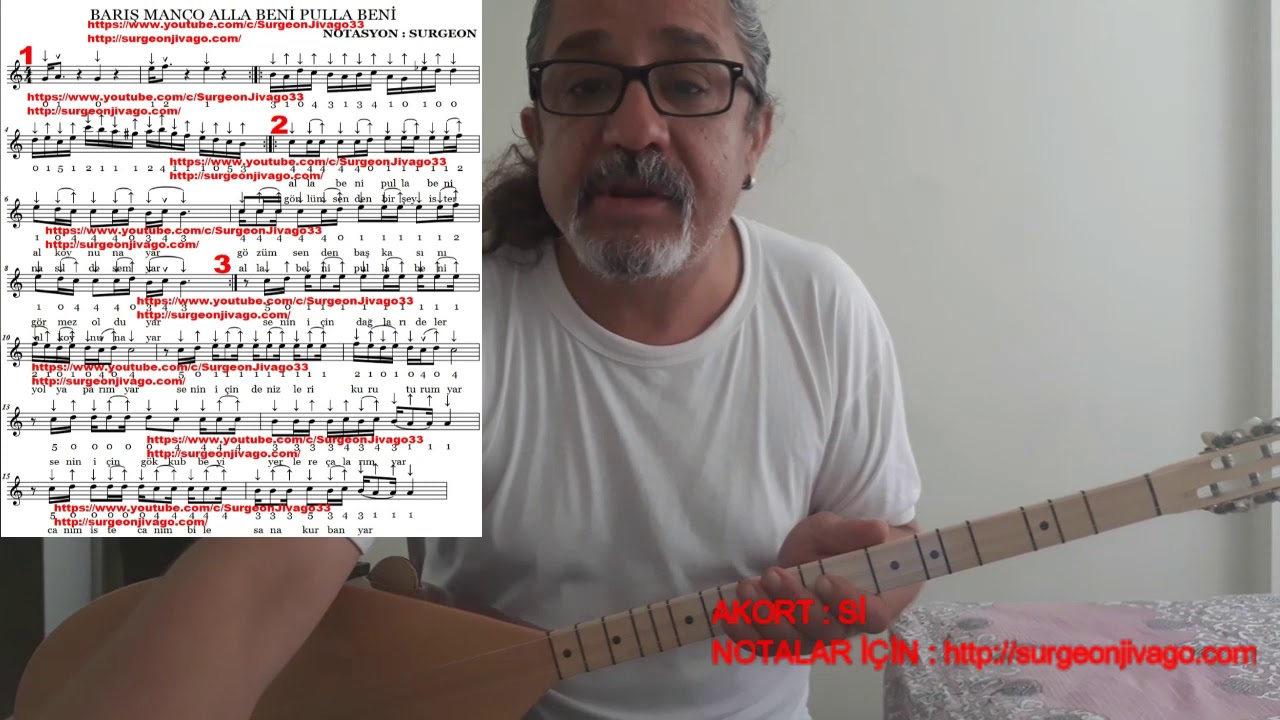 SOLFEJ BARIŞ MANÇO ALLA BENİ PULLA BENİ KISA SAP BAĞLAMA EKLEYEN SURGEON