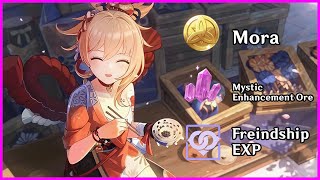 Genshin | Mora, Mystic Enhancement Ore & Friendship | Daily Guide
