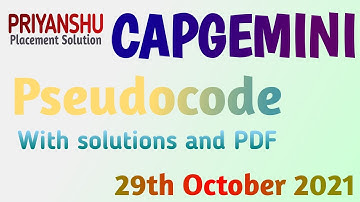 Capgemini Pseudocodes Asked on 29th October 2021 | Capgemini Pseudocode Questions and answers