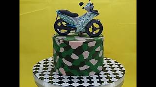 Camouflage Motorbike Birthday Cake KL