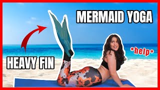 MERMAID YOGA CHALLENGE | CAN I COMPLETE IT IN MY BIGGEST FIN?