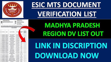 ESIC MTS DOCUMENT VERIFICATION LIST OUT