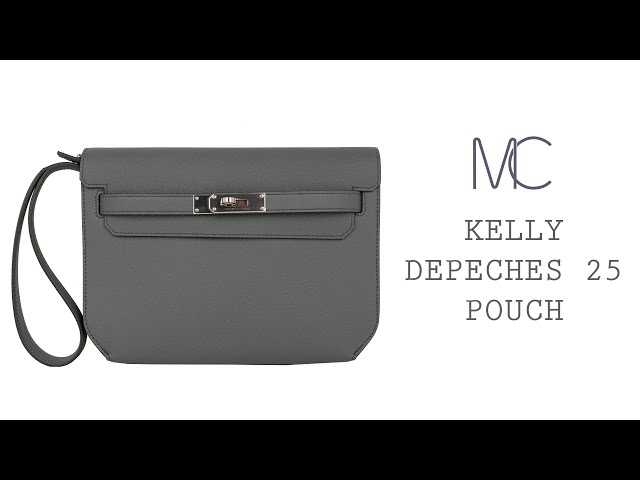 Hermes Kelly Depeches 25 Pouch Vert Amande Epsom Palladium Hardware Ne –  Mightychic