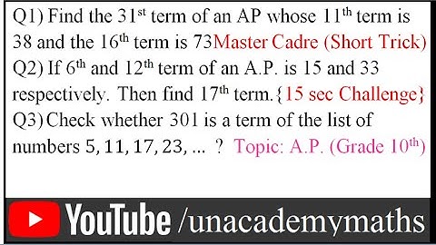 Master Cadre|| Arithmetic Progression||  class 10 Short tricks by Hidden sir|| Unacademy maths||