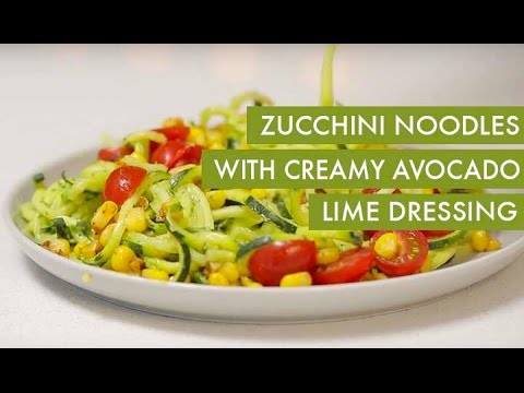 Zucchini Noodles with Creamy Avocado Lime Dressing I Gluten-Free +Vegan Spiralizer Recipe