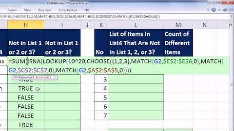 Excel Magic Trick 946: Is Item In List NOT In Any Other List? (Check Against 3 Other Columns)