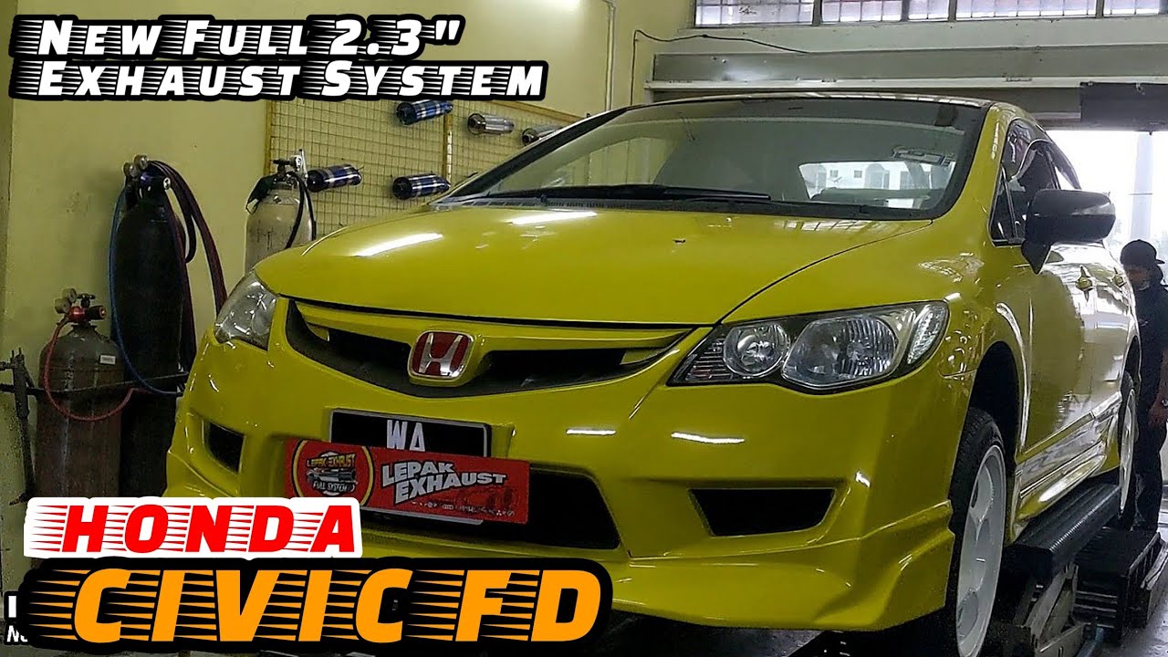 New Full 2.3" SS Exhaust System HONDA CIVIC FD YouTube
