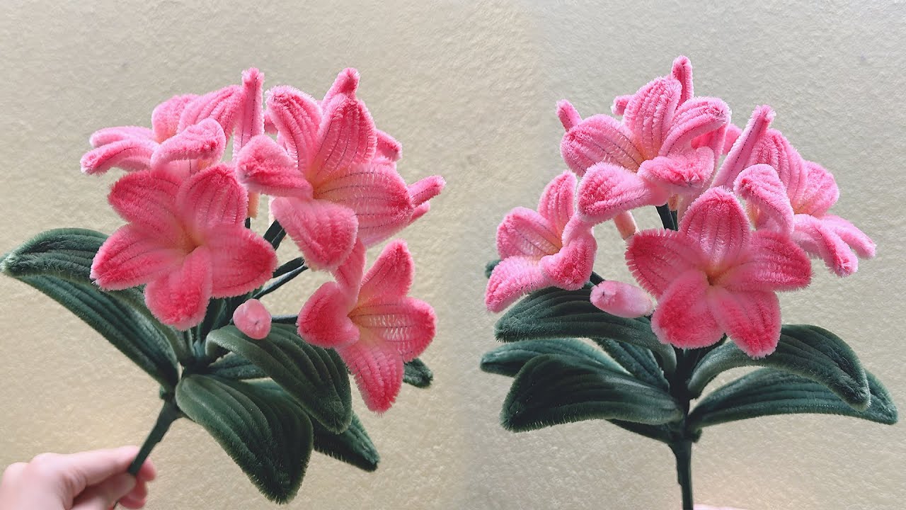 Diy Beautiful Handmade Pipe Cleaner Plumeria Flower - Handmade Home Chenille Wires Plumeria Flower