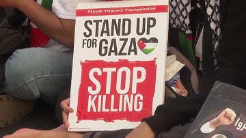 Thousands of pro-Palestinian protesters march to the US Embassy in Jakarta
