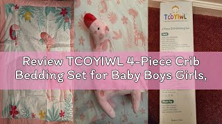 Review TCOYIWL 4-Piece Crib Bedding Set for Baby Boys Girls, Infant Toddler Nursery Baby Bedding Set