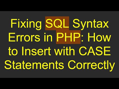 Fixing SQL Syntax