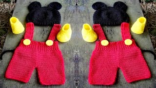 كروشيه سالوبيت بيبى ميكى ماوس Jumpsuit Baby Mickey Mouse crochet