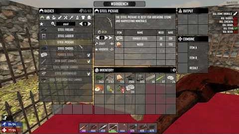 How to make Steel Pickaxe - 7 Days to Die