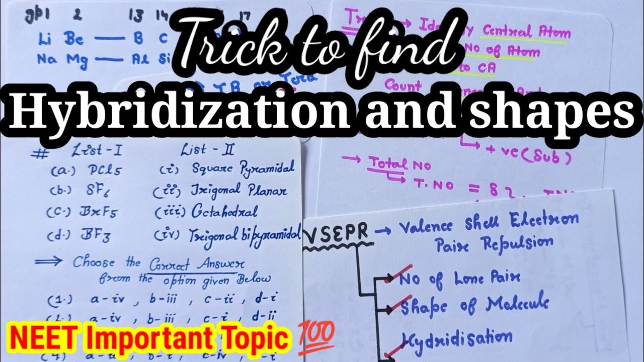 Easy trick to find hybridization and shapes | Trick For LonePair chemical bonding|VSEPR theory trick